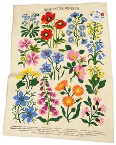 Beżowa bawełniana ścierka Rex London Wild Flowers, 50 x 70 cm