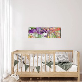Obraz abstrakcji - malarstwo (z zegarem) (90x30 cm)