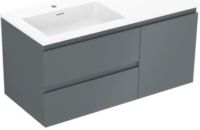 Mexen Orio szafka łazienkowa 100 cm z umywalką Otis lewą, 2S, 1D, grafit mat/biała mat - 91A13-10047-3-BBFFF66-W18L01