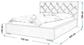 Pojedyncze łóżko pikowany zagłówek 90x200 Loran 2X - 36 kolorów