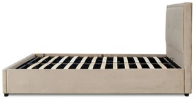 Łóżko Tapicerowane 140x200 cm ze Stelażem Dwuosobowe ANDRE Welurowe Beżowe