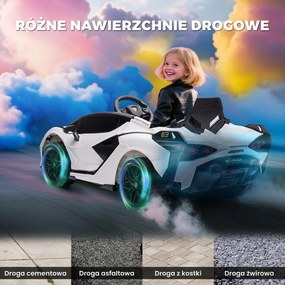 HOMCOM Samochód Dziecięcy Małe Elektryczne Rowerki Duże Elektryczne Rowerki Elektryczne Rowerki Na Urodziny SUV Z Pilotem Muzyką Kolor Biały Aosom PL