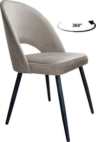 Krzesło Polo tkanina Welur noga metalowa krzesło tapicerowane do jadalni : Kolor nogi - Czarna stożek, Kolor tkaniny - VELVET - MG09, Typ siedziska - Siedzisko obrotowe 360°