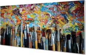 Szklany Panel Pędzle i Kolorowe Ślady Farby