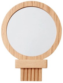 Lustro z drewnianą ramą ścienne/kosmetyczne ø 14 cm – Hübsch