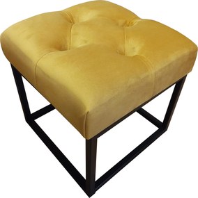 Pufa CHESTERFIELD tkanina Welur loft ławka podnóżek metal : Kolor Stelaża - Czarny , Kolor tkaniny - VELVET - MG15, Typ tkaniny - Velvet