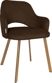Krzesło Milano tkanina Welur noga metalowa : Kolor nogi - Złota profil, Kolor tkaniny - VELVET - MG05, Typ siedziska - Siedzisko stałe
