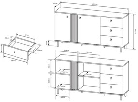 Komoda z szufladami i szafką - Sybil 6X