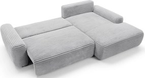 Szara sztruksowa kanapa narożna z funkcją spania E2-Z47