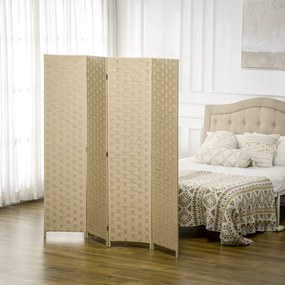 HOMCOM Parawan 4-częściowy 160 x 170 cm, przegroda z włókna falistego do salonu, brązowy | Aosom PL
