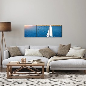 Obraz - Przejażdżka łodzią (z zegarem) (90x30 cm)