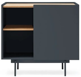 Antracytowo-naturalna niska komoda w dekorze dębu 90x78 cm Otto – Teulat