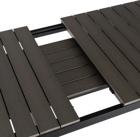 Zestaw Mebli Ogrodowych Stół ARGOS 160-210 cm Ciemnoszary Dąb/Czarny i 4x Fotel FRESNO Czarny Technorattan Nowoczesny