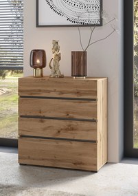 Komoda SICIO 80 cm do Salonu Sypialni Dąb wotan-czarny onyks