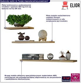 Komplet 3 półek nad biurko dąb artisan - Miltos