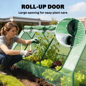 Outsunny Mini-Szklarnia, odporna na warunki atmosferyczne, z oknami zwijanymi, 240 cm x 90 cm x 90 cm, Zielona