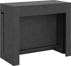 Konsola rozkładana 90x42/302 cm Evolve Antracytowy efekt stucco wewnętrzne przedłużenia