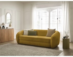 Musztardowa rozkładana sofa z tkaniny szenilowej 228 cm Neyo – Bobochic Paris