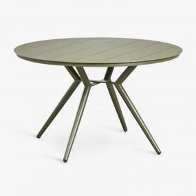 Okrągły Stół Ogrodowy Z Aluminium Valerie Intensywny Verde Olive & Ø125 Cm - Sklum