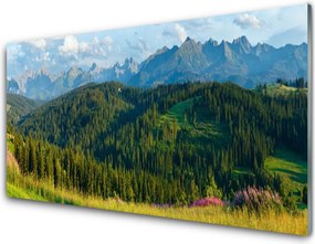 Panel Szklany Szczyty Gór w Gęstym Lesie