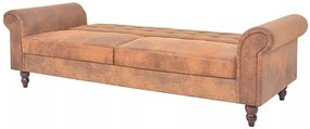 Rozkładana pikowana brązowa sofa - Image