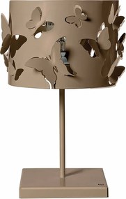 Lampa stołowa Farfallosa 20x20x37,2 cm z perforowanego żelaza z motywem motyli, dekoracyjny efekt światła, gniazdo E27, made in Italy, beżowa