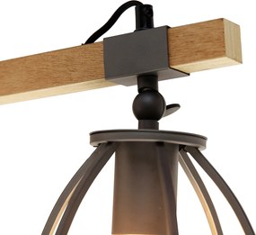 Inteligentna lampa ścienna ciemnoszara z drewnem, regulowana, w tym WiFi A60 - Arthur