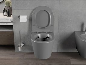 Mexen Rico miska wc Rimless z deską wolnoopadającą slim, duroplast, szara ciemna mat - 30724071