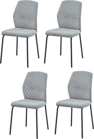 Zestaw krzeseł 4 szt. - tkanina i czarny metal - ciemnoszary - SASHA