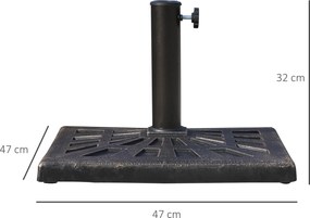 Stojak na parasole Outsunny 15 kg uchwyt na parasol do żywicy syntetycznej Ø38 mm Ø48 mm