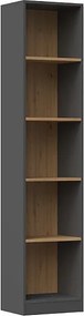 Regał Onyx R40 | Antracyt/Dąb Artisan | 40x30x182cm | Regał na książki, segregatory