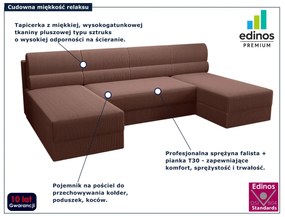 Różowy narożnik sztruksowy z funkcją spania - Torvesso