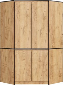 Szafa narożna AKORD S100 Dąb Craft 100 cm 4 drzwi fronty kolor Dąb Craft mat 6 półek 100x50x180 cm