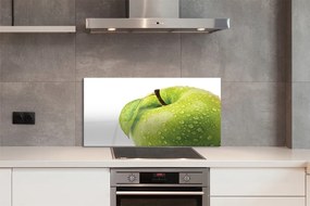 Szkło do Kuchni na Ścianę Zielone Jabłko w Kroplach Wody