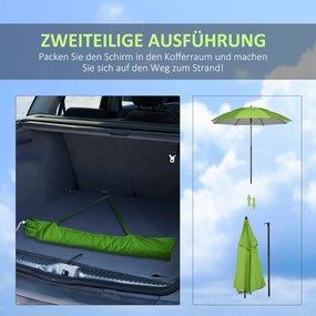 Outsunny Parasol Plażowy 185cm Ochrona UV Podwójny Dach Stalowy Zielony | Aosom PL