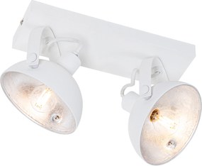 Industrialna lampa sufitowa biała ze srebrnym wykończeniem 2-punktowa regulowana - Magnax