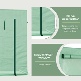Outsunny Foliowa Szklarnia, Szklarnia z Drzwiami Rolowanymi, Bocznym Oknem, dla Ogrodu, ze Stali, Tworzywa Sztucznego, 200 x 76 x 168 cm, Zielona