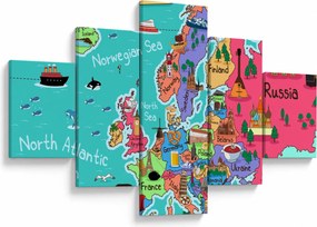 Obraz - Dziecięca mapa Europy (125x70 cm)
