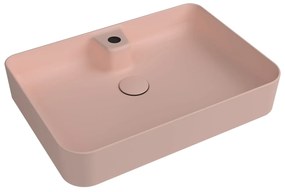 Umywalka ceramiczna nablatowa różowa z otworem na baterie 60 x 42 cm LERA pink