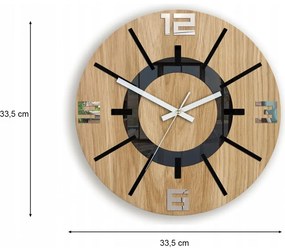Zegar na ścianę nowoczesny drewniany z cichym mechanizmem okrągły solidny