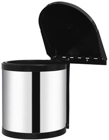 Czarno-srebrny kosz na śmieci do zabudowy 12L T7-H17