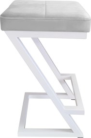 Hoker ZETA krzesło barowe tkanina Welur podstawa metalowa LOFT : Kolor Stelaża - Biały, Kolor tkaniny - VELVET - MG39
