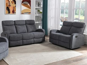 Kanapa 3+2 z funkcją relax z szarej tkaniny EVELYN