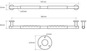 Uchwyt ścienny ze stali nierdzewnej do łazienki 65,5 cm – Sapho