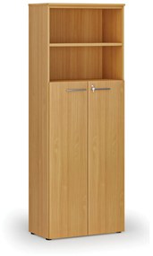 Szafa biurowa kombinowana PRIMA WOOD, drzwi na 4 poziomach, 2128 x 800 x 420 mm, buk