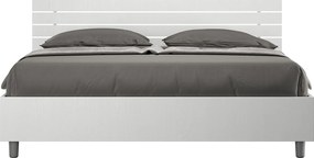 Łóżko wyposażone w stelaż z listwami 160x190 Nachylony zagłówek z listwami Frassino biała Ankel