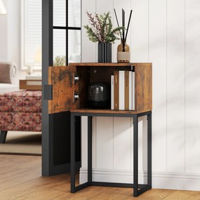 HOMCOM Wąski stolik konsolowy, szafka, design industrialny, salon przedpokój, 40x30x76cm, Rustykalny-Brąz