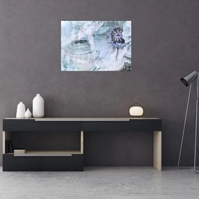 Obraz - Kwiatowy fresk na ceglanej ścianie (70x50 cm)