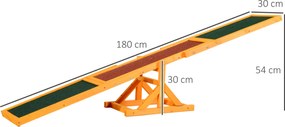 PawHut Huśtawka zręcznościowa dla psa Drewniana równoważnia do agility 180x30x30cm Naturalne drewno | Aosom PL