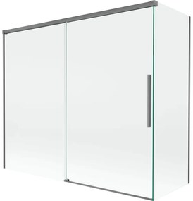 Mexen Rox parawan nawannowy 2-skrzydłowy rozsuwany 180 + 80 x 150 cm, transparent, gun metal - 8C9-180-080-95-00